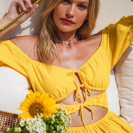Chantelle Ruffled Linen Mini Dress (Sale) by ELF / Buddify