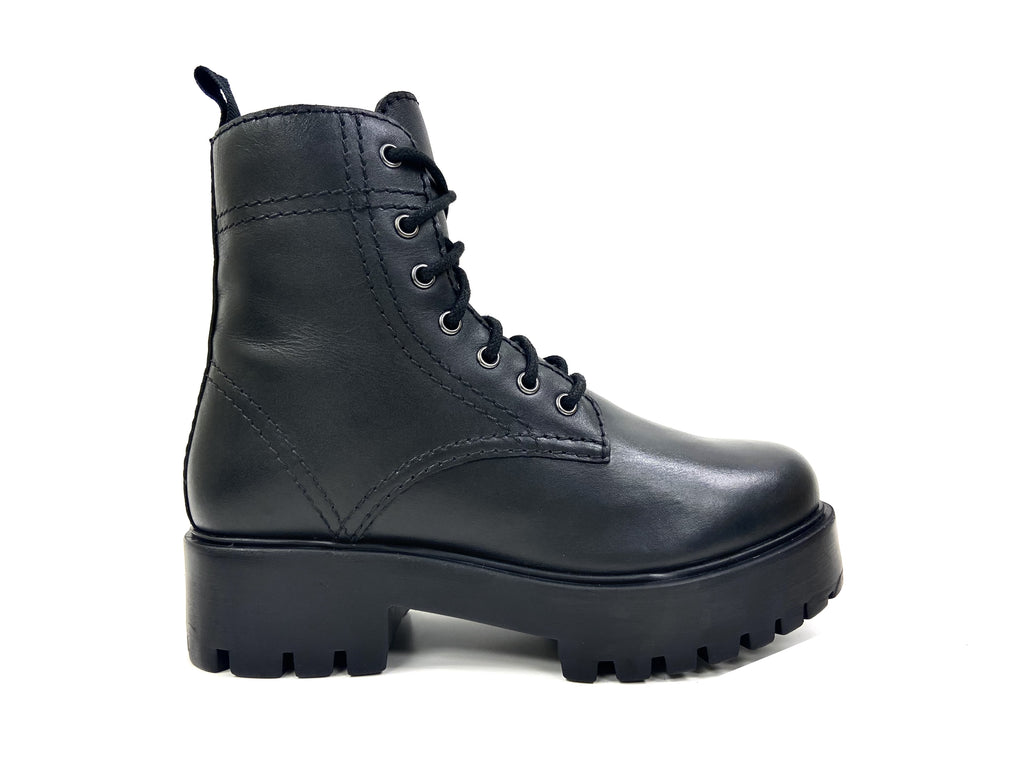Mid-1970's Fashion Alice Black Heeled Combat Women's Boots by oobash / Buddify