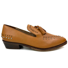 Bella Tan Studded Mules by oobash