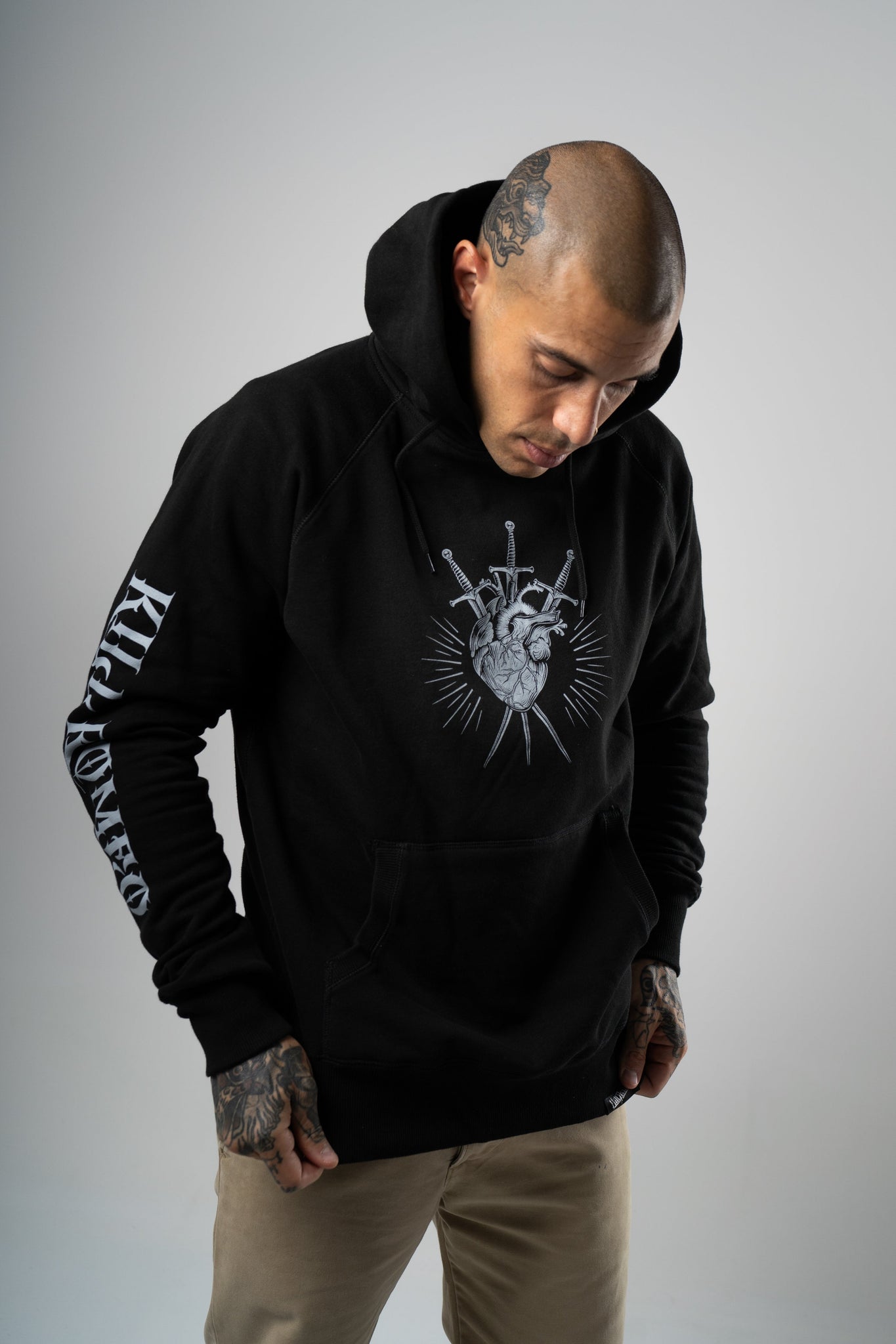 Black Hoodie "Pierced Heart" by Kill Romeo Apparel