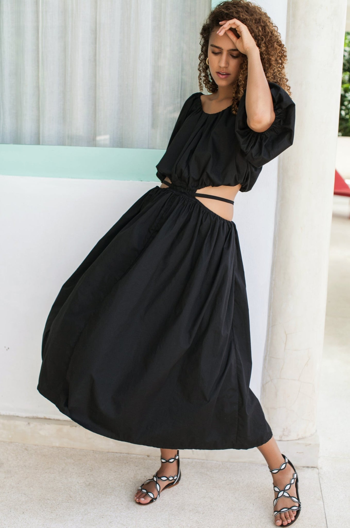 Eva Poplin Cotton Cutout Midi Dress (Sale) by ELF / Buddify