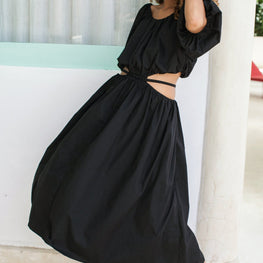 Eva Poplin Cotton Cutout Midi Dress (Sale) by ELF / Buddify