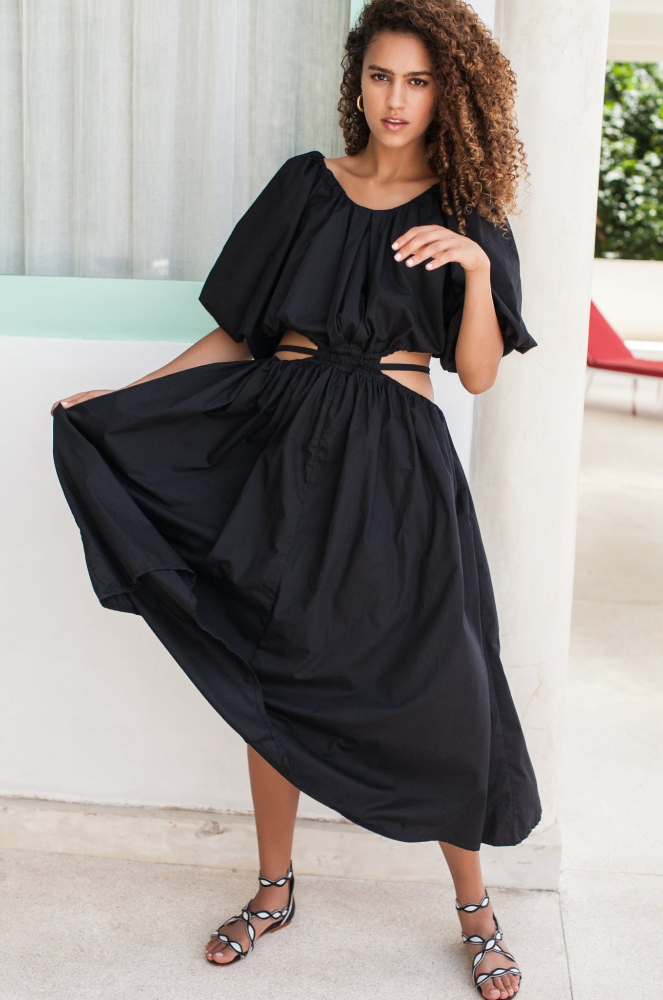 Eva Poplin Cotton Cutout Midi Dress (Sale) by ELF / Buddify