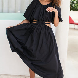 Eva Poplin Cotton Cutout Midi Dress (Sale) by ELF / Buddify