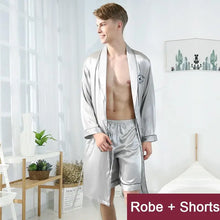 Men Robe Set Satin Loose Kimono Bathrobe Gown Sexy Long Sleeve Autumn Sleepwear Nightgown Bridegroom Wedding Intimate Lingerie by fashioncafee.com
