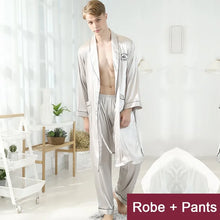 Men Robe Set Satin Loose Kimono Bathrobe Gown Sexy Long Sleeve Autumn Sleepwear Nightgown Bridegroom Wedding Intimate Lingerie by fashioncafee.com