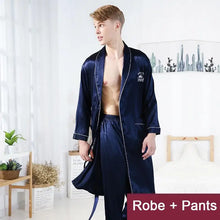 Men Robe Set Satin Loose Kimono Bathrobe Gown Sexy Long Sleeve Autumn Sleepwear Nightgown Bridegroom Wedding Intimate Lingerie by fashioncafee.com