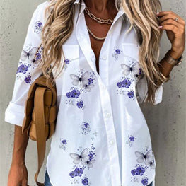 Temperament Women Shirt Loose Long Sleeve Shirt Women Casual Printed Women Top by icevoolen / Dropshipman