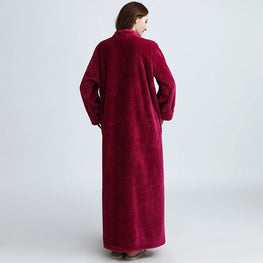 Women Winter Extra Long Thick Warm Bath Robe Plus Size Zipper Luxury Flannel Peignoir Pregnant Bathrobe Men Coral Fleece Robes by RUILINGSHA