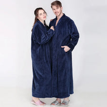 Women Winter Extra Long Thick Warm Bath Robe Plus Size Zipper Luxury Flannel Peignoir Pregnant Bathrobe Men Coral Fleece Robes by RUILINGSHA