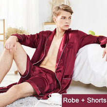 Men Robe Set Satin Loose Kimono Bathrobe Gown Sexy Long Sleeve Autumn Sleepwear Nightgown Bridegroom Wedding Intimate Lingerie by fashioncafee.com