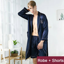 Men Robe Set Satin Loose Kimono Bathrobe Gown Sexy Long Sleeve Autumn Sleepwear Nightgown Bridegroom Wedding Intimate Lingerie by fashioncafee.com