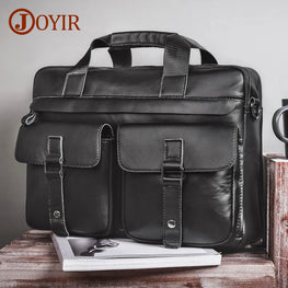 JOYIR Genuine Leather Men's Briefcases 15.6" Laptop Bag Office Bags for Men Document Business Shoulder Messenger Bag Handbag by Joyir / Dropship man