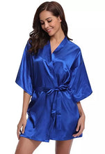 New Silk Kimono Robe Bathrobe Women Silk Bridesmaid Robes Sexy Navy Blue Robes Satin Robe Ladies Dressing Gowns by CINOLE