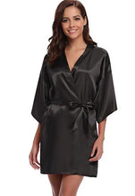 New Silk Kimono Robe Bathrobe Women Silk Bridesmaid Robes Sexy Navy Blue Robes Satin Robe Ladies Dressing Gowns by CINOLE