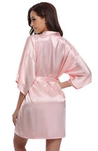 New Silk Kimono Robe Bathrobe Women Silk Bridesmaid Robes Sexy Navy Blue Robes Satin Robe Ladies Dressing Gowns by CINOLE