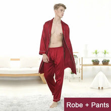 Men Robe Set Satin Loose Kimono Bathrobe Gown Sexy Long Sleeve Autumn Sleepwear Nightgown Bridegroom Wedding Intimate Lingerie by fashioncafee.com
