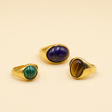 18k gold Plated Gemstone Signet Ring Lapis Lazuli by melomelo