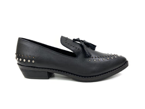 Bella Black Studded Mules by oobash / Buddify