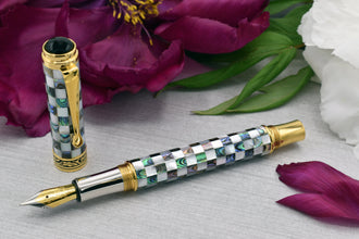 Maestro® Jubilee Classic of The Ocean Fountain Pen (Fine Nib) - Paua Abalone & Oceanic White Mother of Pearl, 18K Gold Plated