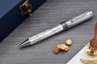 Maestro® Oceanic White Mother of Pearl Ballpoint Pen - Chrome Cap