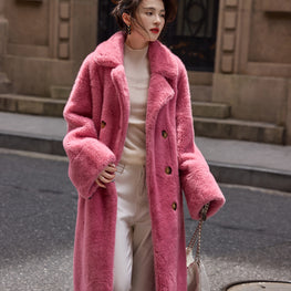 Eco-Friendly Mink-Like Wool Long Overcoat by Zopi Dropshipping
