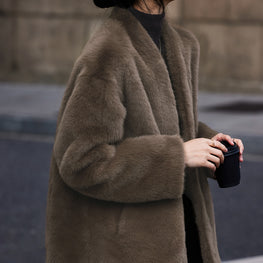 Eco-Friendly Women's Brown Fur Winter Coat by Zopi Dropshipping