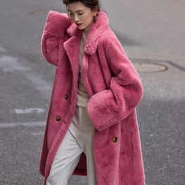 Eco-Friendly Mink-Like Wool Long Overcoat by Zopi Dropshipping