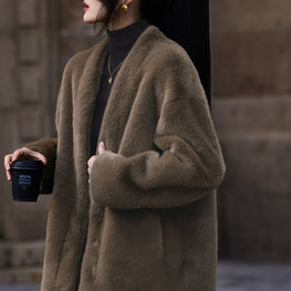 Thickened Retro Coffee Fur Women's Winter Coat by Zopi Dropshipping