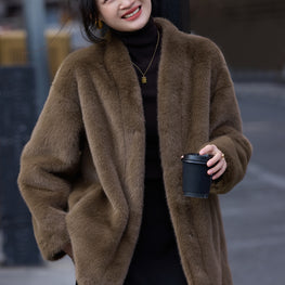 Thickened Retro Coffee Fur Women's Winter Coat by Zopi Dropshipping