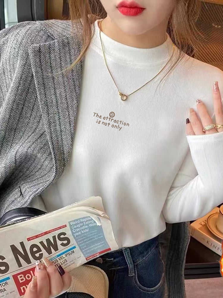 Fleece-Lined Half Turtleneck Top for Women by Zopi Dropshipping