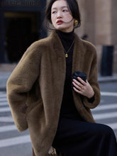 Eco-Friendly Women's Brown Fur Winter Coat by Zopi Dropshipping