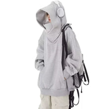 American High Street Mechanical Style Outwear Social Fear Turtleneck Hooded Sweatshirt Men and Women Loose Tops 2024 Hooded Thin by Saif