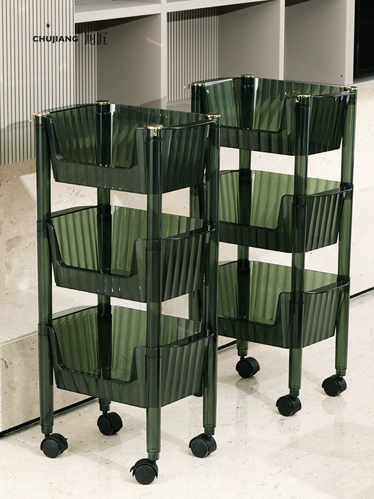 Accessible Luxury Kitchen Storage Rack Floor Mobile Bathroom Trolley Vegetable Basket Vegetable Rack Multi-Layer Storage Rack by fashioncafee.com