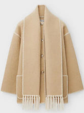 Luxurious Faux Cashmere Splice Overcoat With Scarf by ZenDrop Shipping
