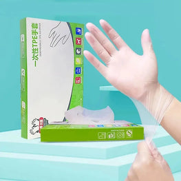100Pcs Acid Work Safety Disposable Gloves New Food Grade TPE Latex Free Gloves Non-Slip Transparent Cleaning Gloves by fashioncafee.com
