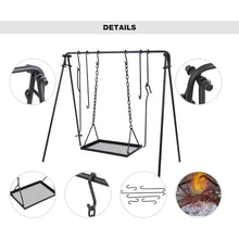 Campfire Swing Grill Stand, Portable Hanging Cooking Grill Rack with Dutch Oven Lid Lifter by fashioncafee.com