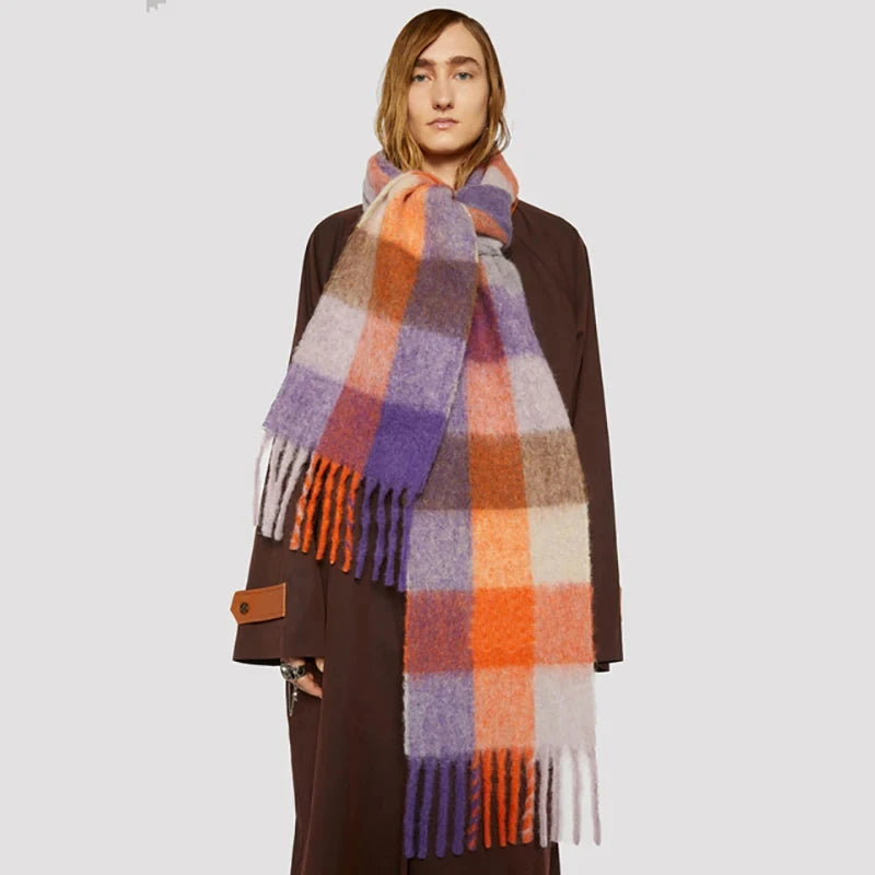 2023 New Men Women Cashmere Scarf Ticked Warm Blanket Colorful Plaid Long Tassels Soft Shawls Neck Wraps Scarves