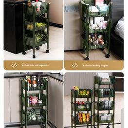 Accessible Luxury Kitchen Storage Rack Floor Mobile Bathroom Trolley Vegetable Basket Vegetable Rack Multi-Layer Storage Rack by fashioncafee.com