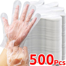 500/100pcs Disposable Gloves Food Grade Plastic Transparent Gloves for Restaurant Fried Chicken Pizza Gloves Kitchen Tableware by fashioncafee.com