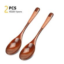 2Pcs Wooden Spoons Japanese Wood Rice Soup Spoon Kitchen Wood Spoon Set for Eating Soup Dessert Teaspoon Kids Spoon Tableware by BalmyDays