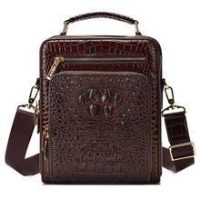 Crocodile pattern men's bag business men shoulder messenger bag casual handbag Cowhide leather vertical Tote bag small briefcase by Orange Leaf/Dropship man