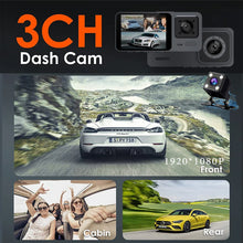 3 Camera Lens Car DVR 3-Channel Dash Cam HD 1080P Dash Camera Dual Lens Dashcam Video Recorder Black Box 24H Parking Monitoring by OLESED