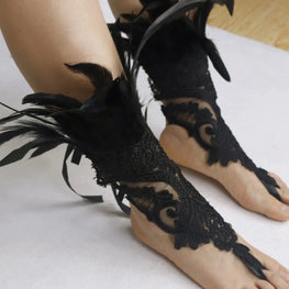 Punk Gothic Feather Wrist Cuffs by Infinite Steampunk / Buddify