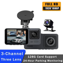 3 Camera Lens Car DVR 3-Channel Dash Cam HD 1080P Dash Camera Dual Lens Dashcam Video Recorder Black Box 24H Parking Monitoring by OLESED