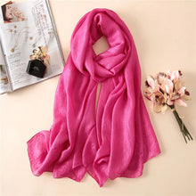 2022 Luxury Brand Women Fashion Scarf Plain Solid Silk Linen Shawls Scarves Summer Lady Bandanas Pashmina Foulard Hijab 180*90Cm by RUNMEIFA