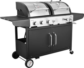 3-Burner Cabinet Gas Grill and Charcoal Grill Combo, Black,3 Stainless Steel Burners Are Made To Last,BBQ Grill Parrilla by RUO WU / Dsers