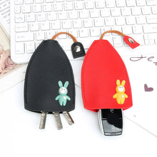 Cute Pull Out Key Case Cartoon Animals Rabbit Cat PU Leather Key Wallets Housekeepers Car Key Holder Case Leather Keychain Pouch by fashioncafee.com