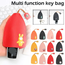 Cute Pull Out Key Case Cartoon Animals Rabbit Cat PU Leather Key Wallets Housekeepers Car Key Holder Case Leather Keychain Pouch by fashioncafee.com