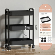 Japanese Trolley Rack Floor Kitchen Bathroom Movable Baby Products Bedroom Bedside Snack Rack Carbon Steel by fashioncafee.com